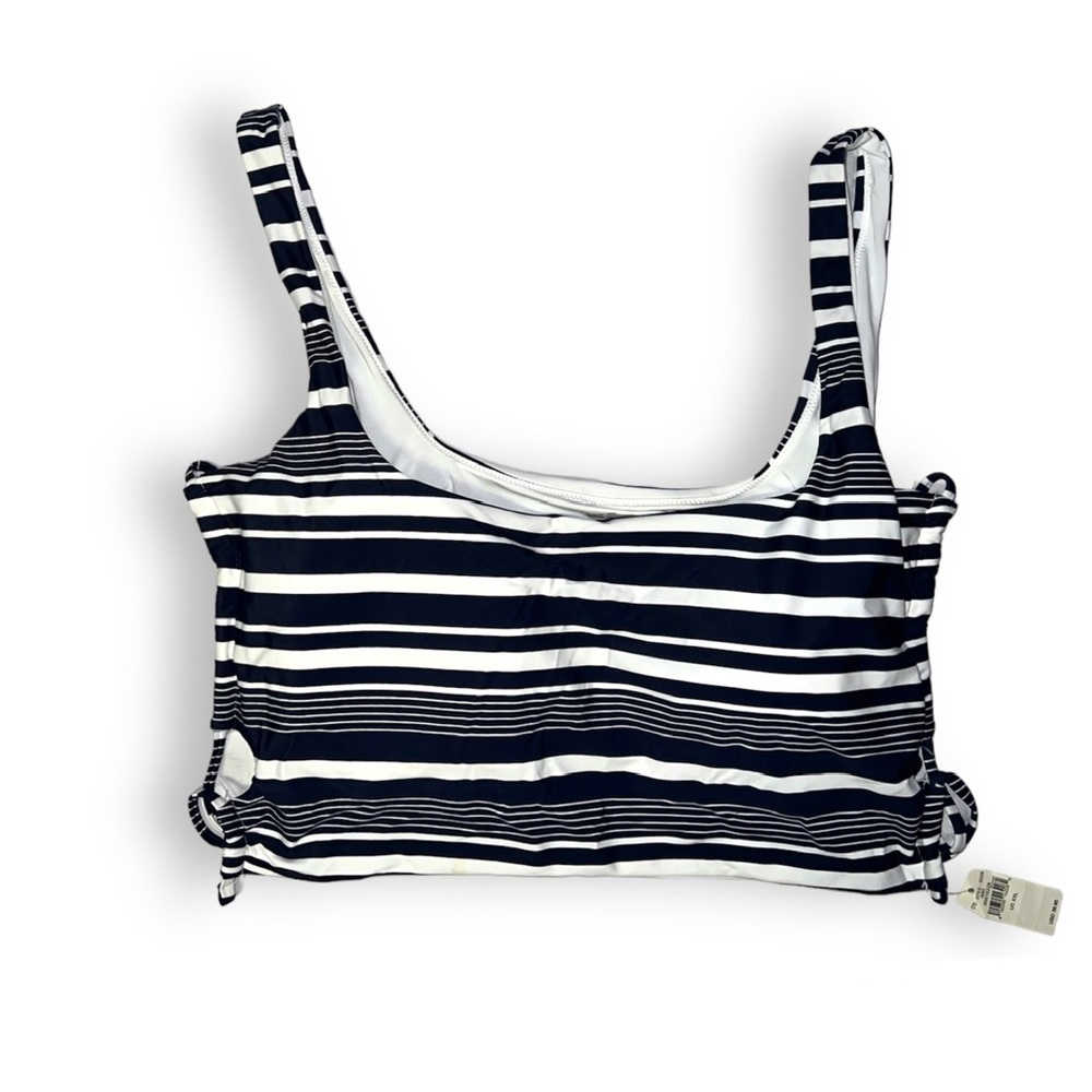 Lace Up Longline Scoop Bikini Top